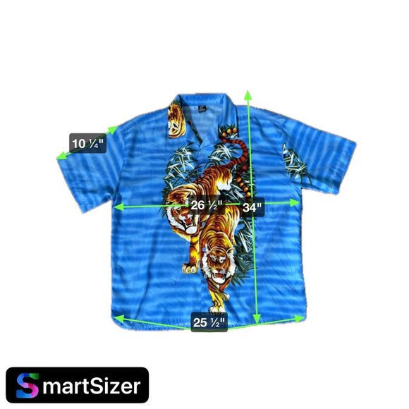 Claudio Nucci Mens XXL Blue Tiger Safari Print Short Sleeve Button Up Shirt - Picture 2 of 10